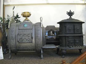 Pictured here are a Left to Right, Royal Princess Parlor Stove #30 marked Thomas White Company Quincy ILL 1898, Evening Home stove, Western Stove Company #8 St. Louis Missouri 1871