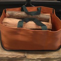 Large Log Wood Carrier Bag Brown W/Green Trim