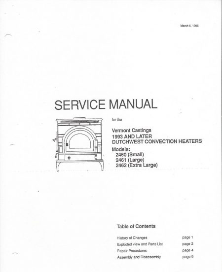 Dutchwest Service Manual for 2460 2461 2462